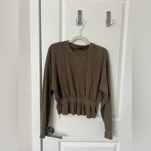 Olive green Zara cinch waist top